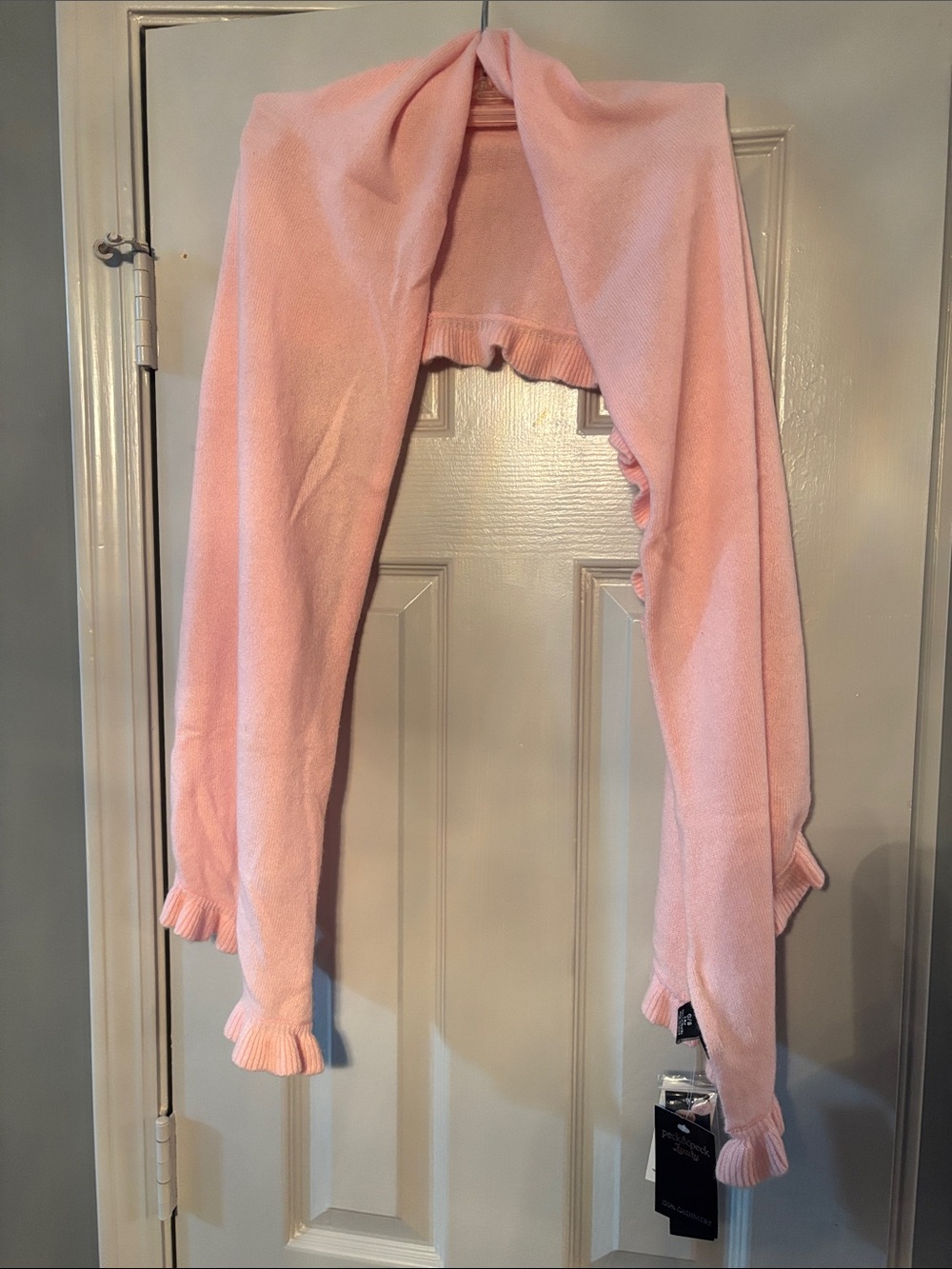 peck&peck luxury 100% Cashmere Pink Ruffled Shrug NWT